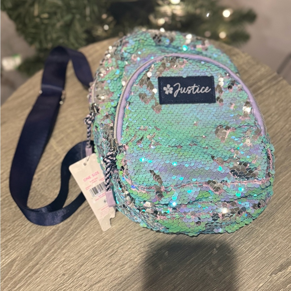 NWT, Justice Sequined Sling Bag
